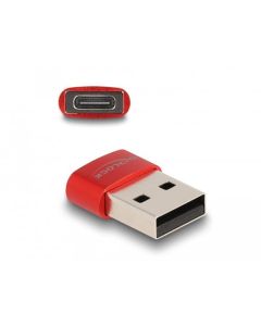 Delock Adaptér USB 2.0, ze zástrčkového konektoru USB Typu-A na zásuvkový konektor USB Type-C™, červená