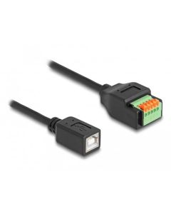 Delock Adaptér kabelu ze zásuvkového konektoru USB 2.0 Typu-B (samice) na svorkovnici, s tlačítkem, 15 cm