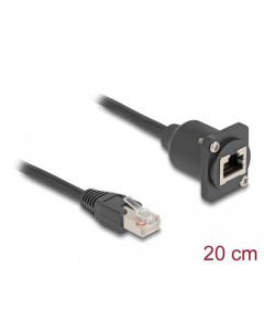 Delock Kabel RJ45 typu-D, ze zástrčky na zásuvku, Cat.5e, černý, 20 cm