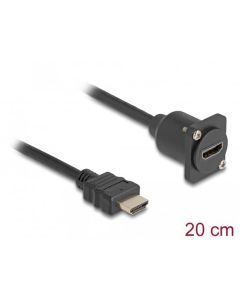 Delock Kabel rozhraní HDMI D-Type, ze zástrčky na zásuvku, černý, 20 cm
