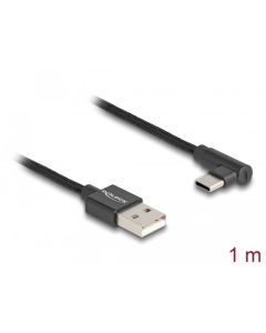 Delock Kabel USB 2.0 Typ-A samec na USB Type-C™ samec pravoúhlý 1 m černý