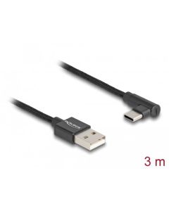 Delock Kabel USB 2.0 Typ-A samec na USB Type-C™ samec pravoúhlý 3 m černý