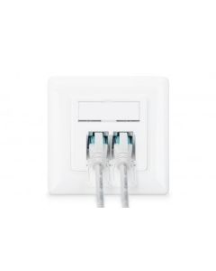 Digitus Síťová zásuvka CAT 6A Class, stíněná 2x RJ45, LSA, čistě bílá, zapuštěná montáž, 8 směr