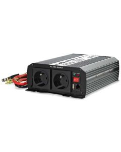 NEDIS měnič napětí/ modifikovaná sinusoida/ 24 V DC/230 V AC 50 Hz/ 1000 W (2000 W špička)/ USB-A/ 2x zásuvka type E