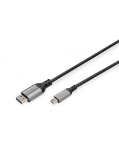 Digitus 8K@60Hz, mini DP to DP; DP 1.4 Alu housing; Black; 2m