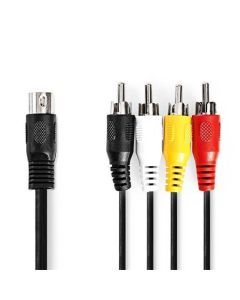 Nedis CAGL20400BK10 - Audiokabel DIN | DIN 5-pin Zástrčka - 4x RCA Zástrčka | 1 m | Černá 