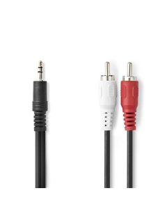 Nedis CAGL22200BK50 - Stereo Audio Kabel | 3,5 mm Zástrčka – 2x RCA Zástrčka | 5 m | Černá
