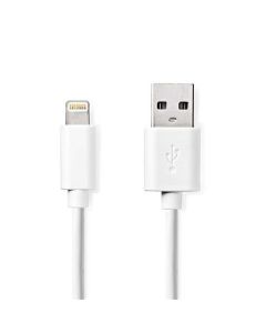 Nedis CCGL39300WT10 - Lightning Kabel| Apple Lightning 8pinový | USB-A Zástrčka | 1 m | Pocínovaná měď / Bílá