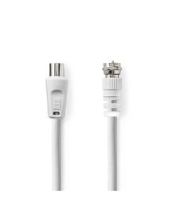 Nedis CSGL41800WT15 - Satelitní a Anténní Kabel | F zástrčka - IEC (Koax) zástrčka | 1,5 m | Bílá 