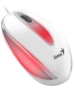 Genius DX-Mini / Myš, drátová, optická, 1000DPI, 3 tlačítka, USB, RGB LED, bílá