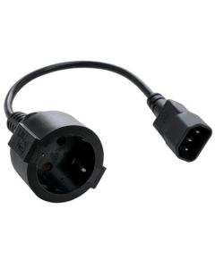 C-TECH Kabel síťový adaptér C14 (M) -> schuko (F), 15 cm