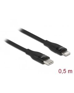 Delock Datový a nabíjecí kabel USB Type-C™ na Lightning™ pro iPhone™, iPad™ a iPod™ černá 0,5 m MFi