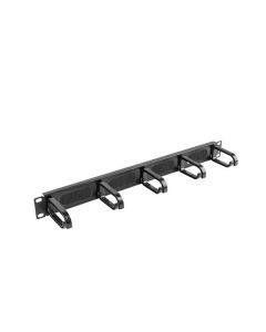 LANBERG 19" CABLE MANAGEMENT BRUSH PANEL 5 RINGS TYPE B 1U BLACK  