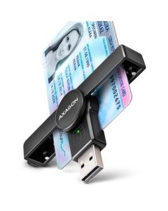 AXAGON CRE-SMPA Skládací kapesní USB-A čtečka kontaktních Smart karet. Vhodná pro aplikaci eObčanka.