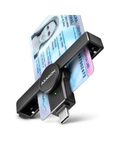 AXAGON CRE-SMPC Skládací kapesní USB-C čtečka kontaktních Smart karet. Vhodná pro aplikaci eObčanka