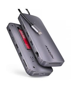 AXAGON HMC-12GM2 Multi portový USB-C 10Gbps hub. NVMe/SATA M.2, HDMI, čtečka karet a DisplayPort. Kabel USB-C 50 cm
