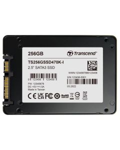 TRANSCEND SSD470K-I 256GB Industrial (3K P/E) SSD disk 2.5" SATA3, 3D TLC, Aluminium case, 560MB/s R, 520 MB/W, černý