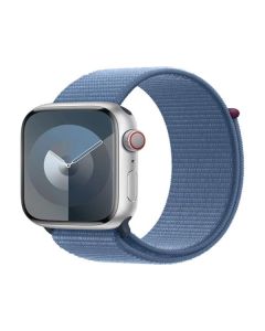 Apple Watch Series 9 Cellular 45mm Stříbrný hliník s ledově modrým provlékacím řemínkem