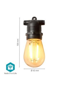 Nedis WIFILP01F10  SmartLife Dekorativní řetěz | Wi-Fi | Teplá Bílá | 10 LED's | 9 m | Android™ / IOS