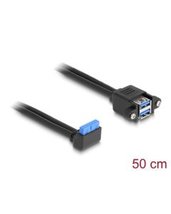 Delock Kabel USB 5 Gbps ze zásuvkového pinového konektoru, na 2 x zásuvky rozhraní USB 5 Gbps Typ-A, k  vestavění, 50 cm