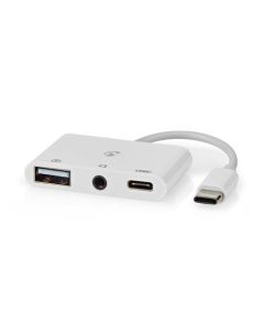 Nedis CCGB64790WT01 - USB 2.0 Adaptér | USB-C™ Zástrčka | USB-A Zásuvka / USB-C™ Zásuvka / 3,5 mm Zásuvka | Bílá 