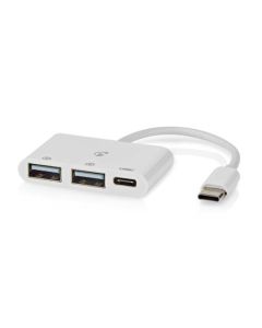 Nedis CCGB64785WT01 - USB hub| 1x USB-C™ | 1x USB-C™ / 2x USB 2.0 A Female | 3 Porty port(s) | Napájení z USB