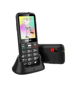 EVOLVEO EasyPhone XO, mobilní telefon pro seniory s nabíjecím stojánkem (černá barva)