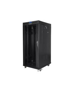 LANBERG Volně stojící skříň 19" 27U/800x1200 (v rozloženém stavu) černá (RAL9004) skleněné dveře LCD  