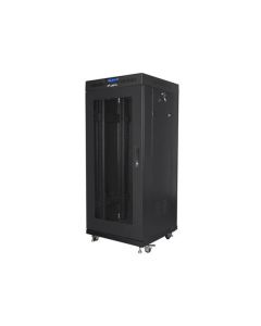 LANBERG Volně stojící skříň 19" 27U/600x600 (v rozloženém stavu) síťované dveře LCD černá (RAL9004)  