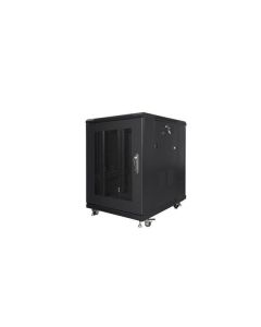 LANBERG Volně stojící skříň 19" 15U/600x800, síťované dveře, černá (RAL9004)   (v rozloženém stavu)