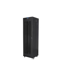 LANBERG Volně stojící skříň 19" 42U/600x600 (v rozloženém stavu) síťované dveře LCD černá (RAL9004)  