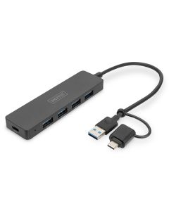 Digitus USB 3.0 Hub 4-Port, Slim Line, 0,2m kabel