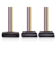 Nedis CCGB73190VA015 - Interní napájecí kabel | SATA 15-pin Zástrčka - 2x SATA 15-pin Zásuvka | 0,15 m | Vícebarevné