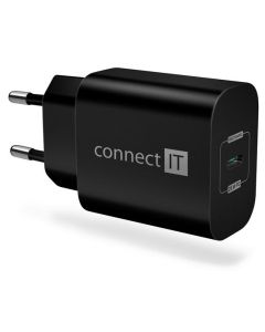 CONNECT IT Voyager2 nabíjecí adaptér 1×USB-C, 25W PD, ČERNÝ