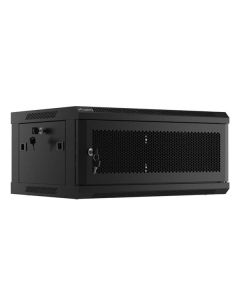 LANBERG Nástěnná jednodílná skříň 19", 4U/600x450, (v rozloženém stavu), perforované dveře, černá (RAL9004)