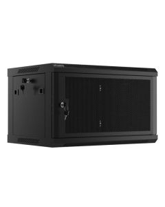 LANBERG Nástěnná jednodílná skříň 19", 6U/600x450, (v rozloženém stavu), perforované dveře, černá (RAL9004)