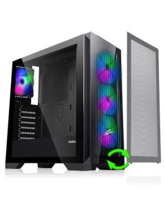EVOLVEO Ptero Q2+, Počítačová skříň, 2x čelní panel - sklo /mřížka, 4x vent, case ATX