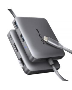 AXAGON HMC-5HL USB 5Gbps hub, 2x USB-A, HDMI 4k/60Hz, RJ-45 GLAN, PD 100W, kabel USB-C 20cm