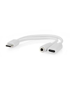 Nedis CCGB64922WT01 - USB-C Adaptér| | USB-C™ Zástrčka | USB-C™ Zásuvka / 3,5 mm Zásuvka | 0.10 m | Kulatý | Poniklované