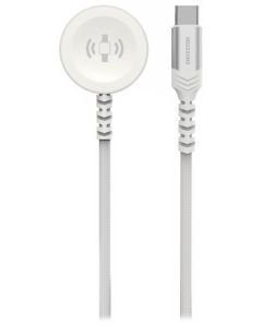 Swissten opletený magnetický kabel pro apple watch kovový, usb-c 1.2 m bílý