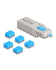 Delock Sada blokovacích portů USB na zásuvkové porty USB Typu-A; 5 ks + nástroj na zamykání