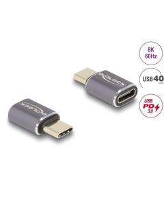 Delock USB Adaptér 40 Gbps USB Type-C™ PD 3.0 100 W samec na port samice 8K 60 Hz kovová