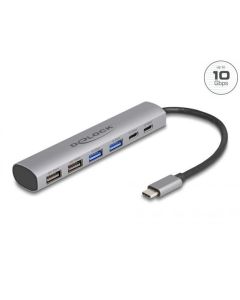 Delock 6 portový rozbočovač USB se 4 x zásuvkami USB Typu-A a se 2 x zásuvkami USB Type-C™
