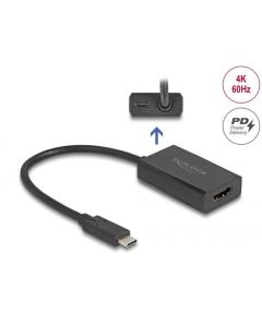 Delock Adaptér ze zásuvku HDMI na zástrčky USB Type-C™ (DP Alt Mode), 4K, s PD o výkonu 100 W