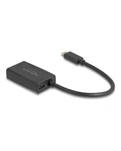 Delock Adaptér ze zásuvku DisplayPort na zástrčky USB Type-C™ (DP Alt Mode), 4K, s PD o výkonu 85 W