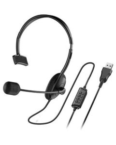 Genius HS-100U Headset, náhlavní, na jedno ucho, drátový, s mikrofonem, ovládání hlasitosti, USB, černý