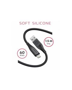 SWISSTEN DATOVÝ KABEL SOFT SILICONE USB / LIGHTNING 1,5 M 60W ČERNÝ