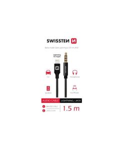SWISSTEN AUDIO ADAPTÉR TEXTILE LIGHTNING (samec)/3,5 mm JACK(samec) 1,5 M ČERNÝ