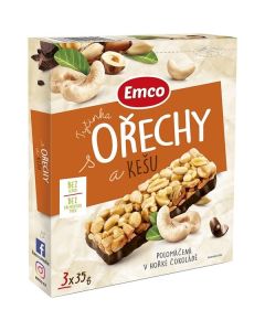 Tyčinka Emco s ořechy a kešu, 3x 35 g