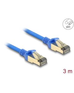 Delock Síťový kabel RJ45, Cat.8.1, F/FTP, tenký, 3 m, modrý